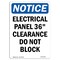 Signmission OSHA Notice, 5" Height, Electrical Panel 36 Clearance Sign, 5" X 3.5", Portrait OS-NS-D-35-V-11665 - alternate 1